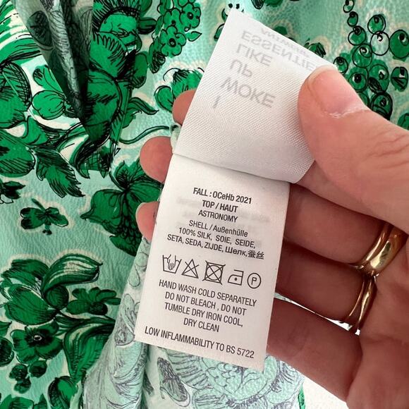 ESSENTIEL ANTWERP green floral silk blouse / size 6 - Picture 5 of 7